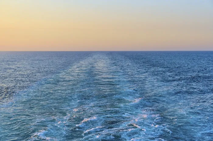 Framed Print : View from the cruise ship at sunset at the stern of the ship onto the stern waves Framed Print : View from the cruise ship at sunset at the stern of the ship onto the stern waves