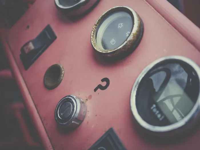 Framed Print : A view of the dashboard or instrument panel of an old vintage and antique car