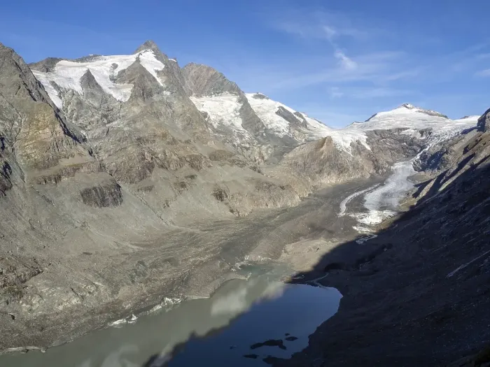 Framed Print : View of the diminished Pasterze glacier at the foot of the Grossglockner