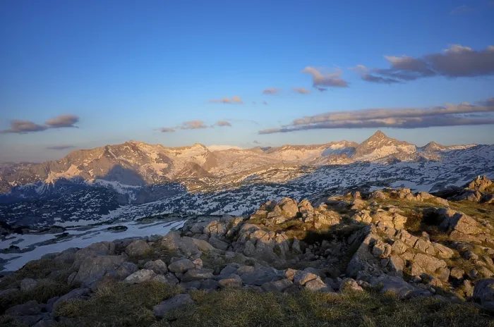 Framed Print : View in the evening over the still snow-covered Steinerne Meer with the Schoenfeldspitze
