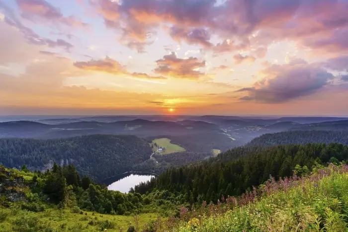 Framed Print : View from Feldberg mountain to lake Feldsee Framed Print : View from Feldberg mountain to lake Feldsee