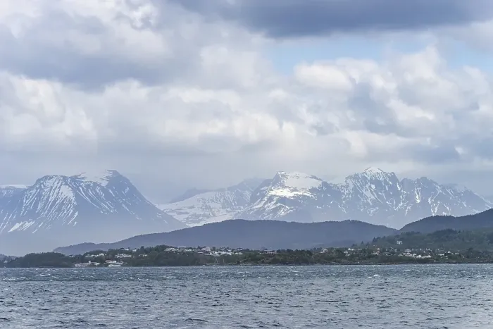 Framed Print : View of Fjord and Mountains from ALESUND