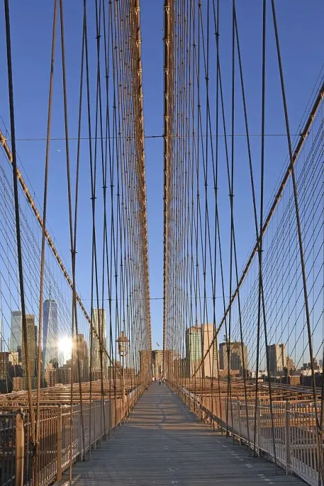 Framed Print : View in flight from cable stays of the Brooklyn Bridge