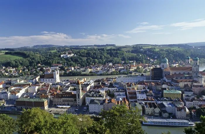 Framed Print : View from the fortress Oberhaus to the old town of Passau Bavaria Germany