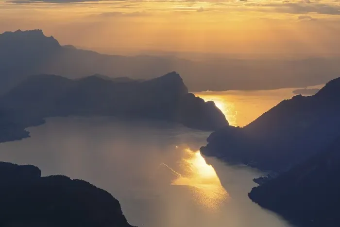 Framed Print : View from Fronalpstock to Lake Lucerne