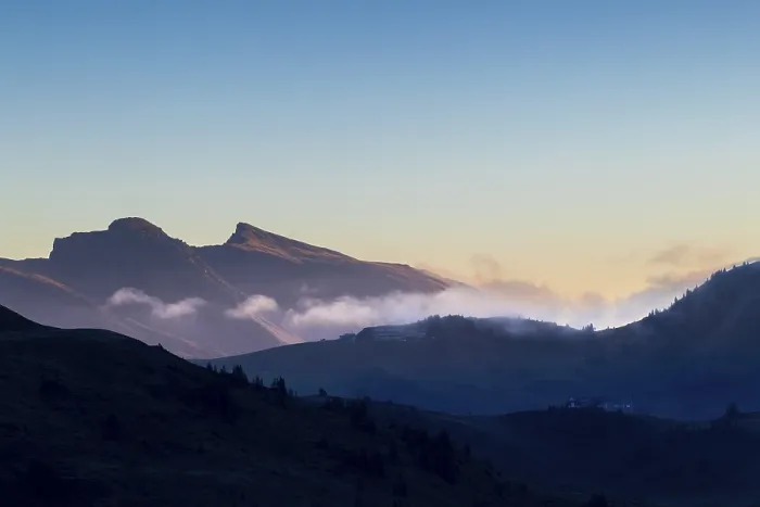 Framed Print : View from Furkajoch a mountain range above a sea of fog