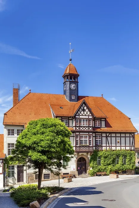 Framed Print : View of Gernrode Town Hall in the Harz Mountains Framed Print : View of Gernrode Town Hall in the Harz Mountains