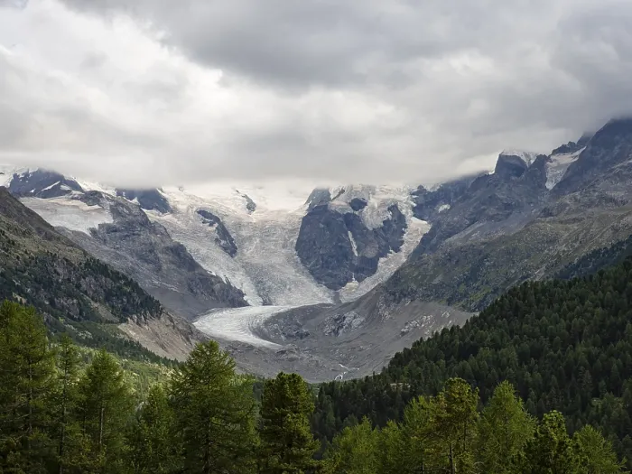 Framed Print : View of the glacier on Bernina pass in Switzerland