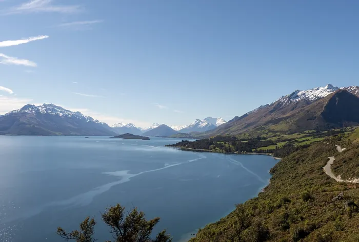 Framed Print : View towards Glenorchy on lake with mountains Framed Print : View towards Glenorchy on lake with mountains