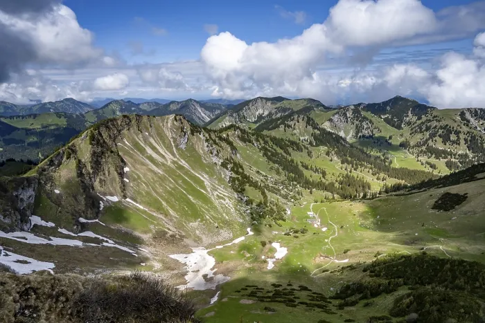 Framed Print : View into the Grosstiefental valley from the summit of the Rotwand