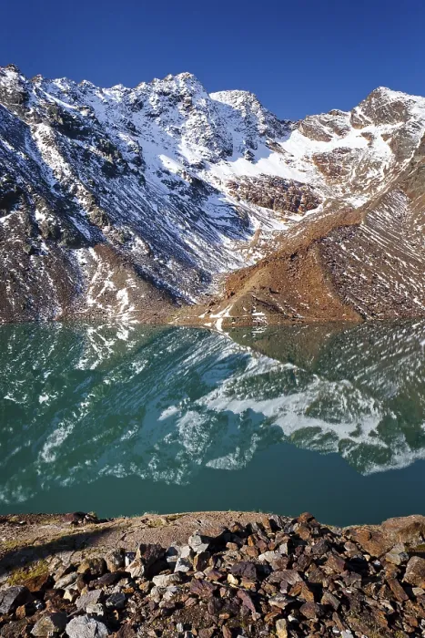 Framed Print : View over Gruensee Lake, during the ascent to Hinterer Eggenspitz Mountain in the Val d'Ultimo