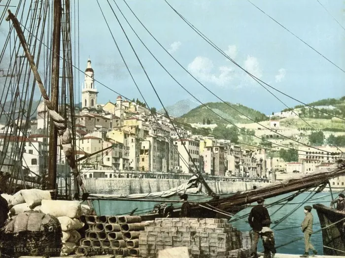 Framed Print : View from the harbour, Menton on the Riviera Framed Print : View from the harbour, Menton on the Riviera