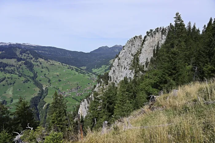 Framed Print : View from Harder Kulm to the Gemmenalphorn and the village