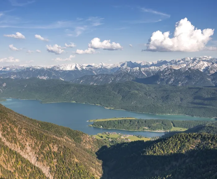 Framed Print : View from Herzogstand to Walchensee with Lake Walchensee Framed Print : View from Herzogstand to Walchensee with Lake Walchensee