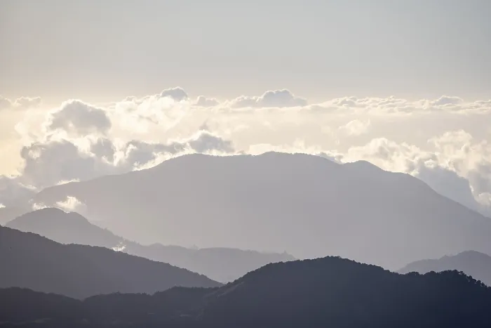 Framed Print : View of hills with cloud forest