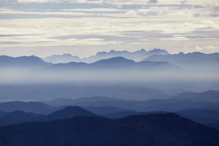 Framed Print : View from Hochrindl towards Karawanken and Julian Alps Framed Print : View from Hochrindl towards Karawanken and Julian Alps