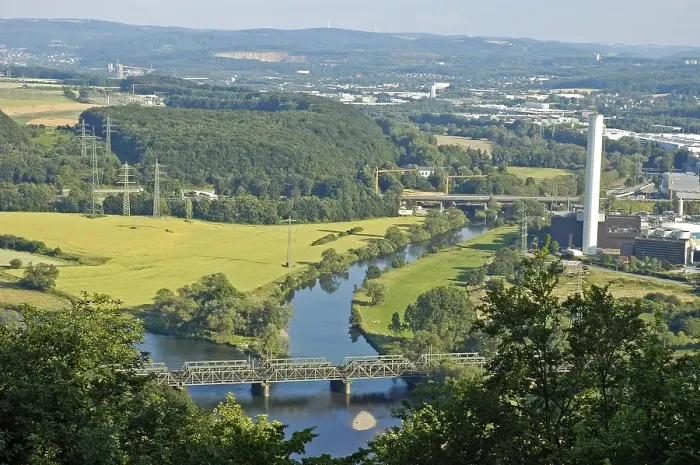 Framed Print : View from the Hohensyburg, the Lenne meets the Ruhr