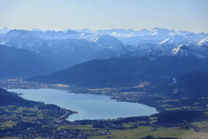Framed Print : View from the hot air balloon of Tegernsee and Karwendel