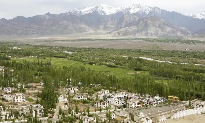 Framed Print : View of the Indus Valley from Thiksey Gompa