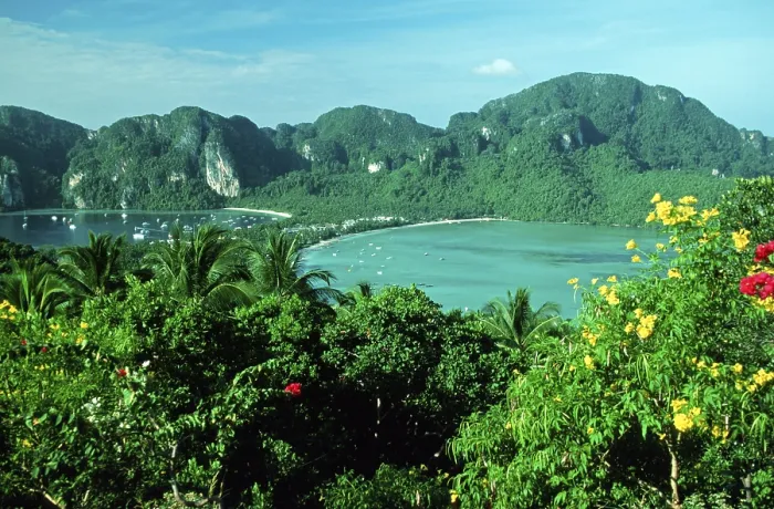 Framed Print : View of the island from the viewpoint one year in front of the tsunami