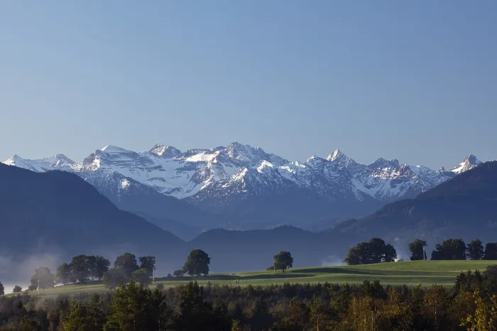 Framed Print : View of the Karwendel Mountains from Penzberg in morning light