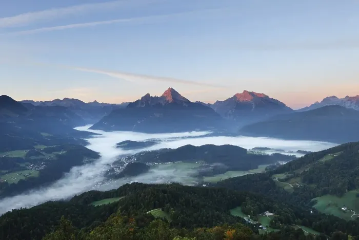 Framed Print : View from Kneifelspitze mountain across Berchtesgaden towards Watzmann and Hochkalter mountains