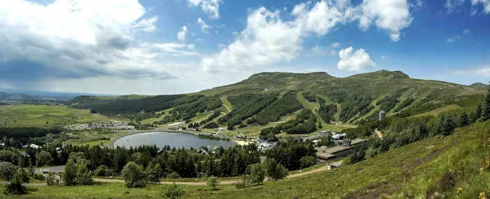 Framed Print : View of Lac des Hermines and Super-Besse winter sports resort in Auvergne Volcanoes Regional Nature Park Framed Print : View of Lac des Hermines and Super-Besse winter sports resort in Auvergne Volcanoes Regional Nature Park