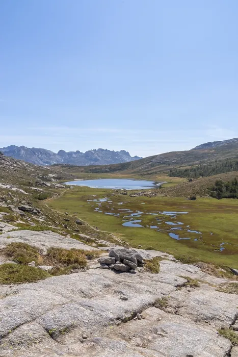 Framed Print : View over Lac de Nino with the mountain landscape of Restonica in the background Framed Print : View over Lac de Nino with the mountain landscape of Restonica in the background