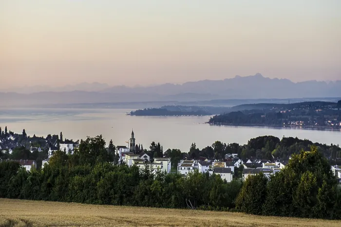 Framed Print : View of Lake Constance with the Swiss Alps in the background