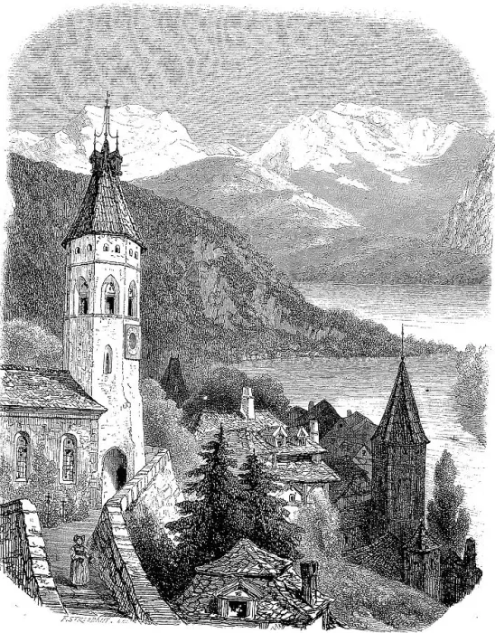 Framed Print : View of Lake Thun from Thun, 1897
