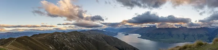 Framed Print : View of Lake Wanaka, evening sky