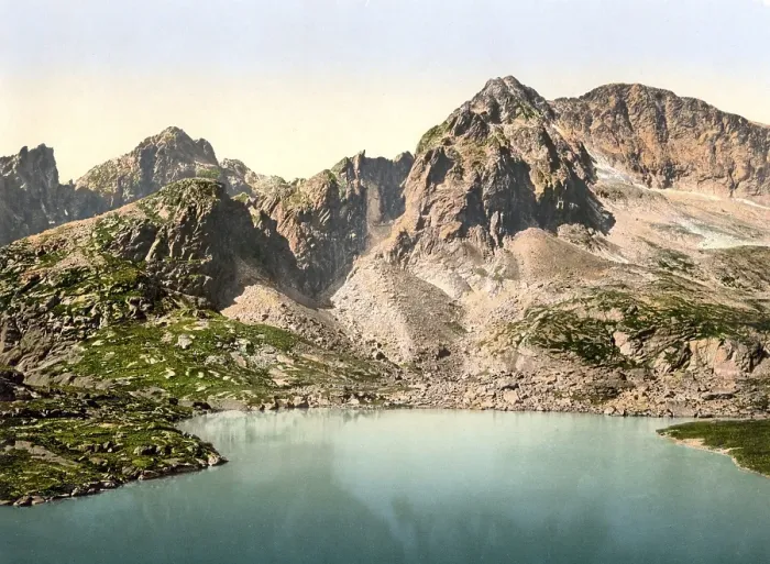 Framed Print : View of the five lakes, Tatra, Austro-Hungary, Austro-Hungarian Empire, Austrian-Hungarian Monarchy, today Slovakia, Historical, around 1900, digitally restored reproduction from a 19th century original, View of the five seas, Austro-Hungary
