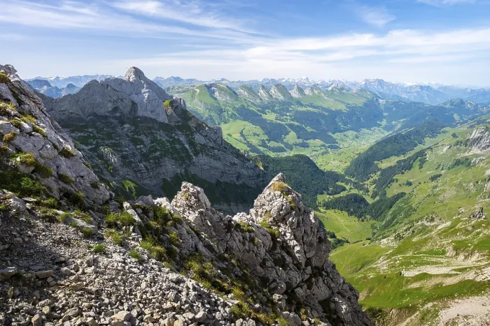Framed Print : View from Lisengrad into Toggenburg with Churfirsten Framed Print : View from Lisengrad into Toggenburg with Churfirsten
