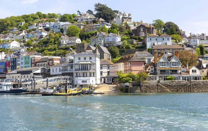 Framed Print : View looking back from ferry at Kingswear Framed Print : View looking back from ferry at Kingswear