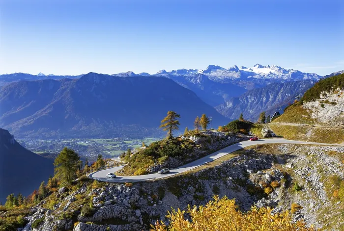 Framed Print : View from the Loser Panoramastrasse into the Ausseerland and to the Dachstein