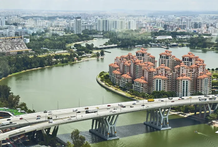 Framed Print : The top view for modern residential areas of Singapore