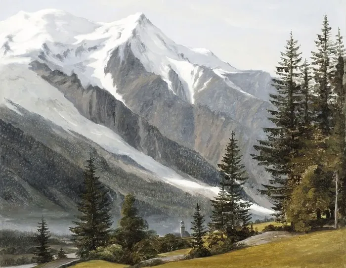 Framed Print : View of Mont Blanc from Chamonix, c