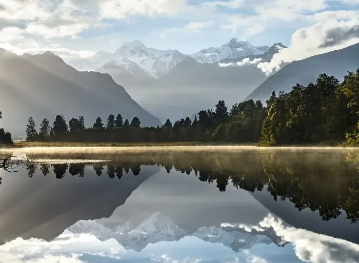 Framed Print : View of Mount Cook and Mount Tasman in morning light