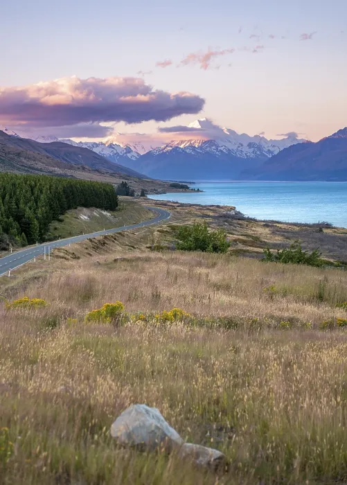 Framed Print : View of Mount Cook at sunset, Lake Pukaki
