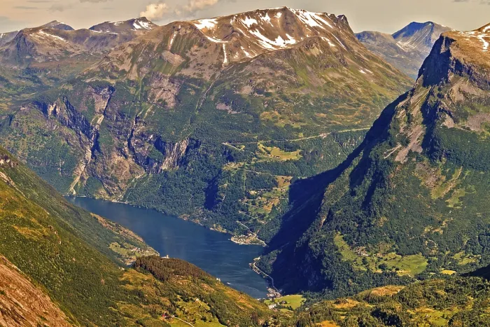 Framed Print : View From Top Of Mount Dalsnibba Geiranger Norway