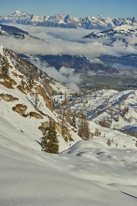 Framed Print : View from Mount Kitzsteinhorn on snow covered mountains