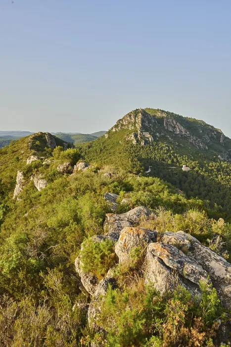 Framed Print : View onto Mount 'La Talaia del Montmell' with Castell de Montmell at evening