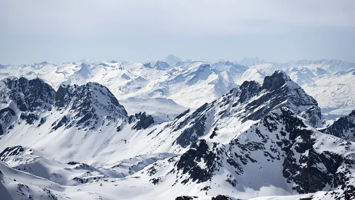 Framed Print : View of mountain panorama, mountain landscape in winter