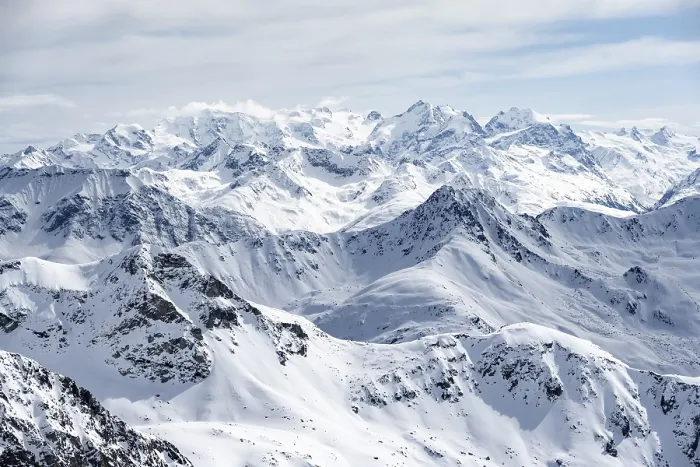 Framed Print : View of mountain panorama, mountain landscape in winter