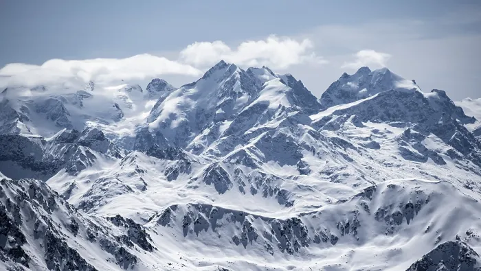 Framed Print : View of mountain panorama with mountain peaks of the Bernina Group