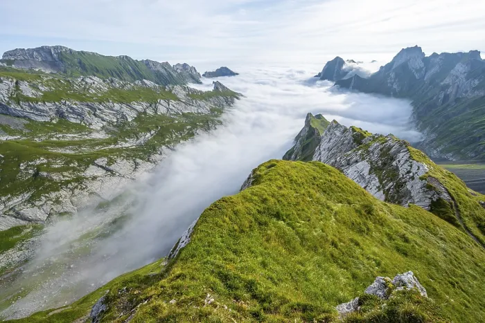 Framed Print : View of mountain peaks above the sea of clouds