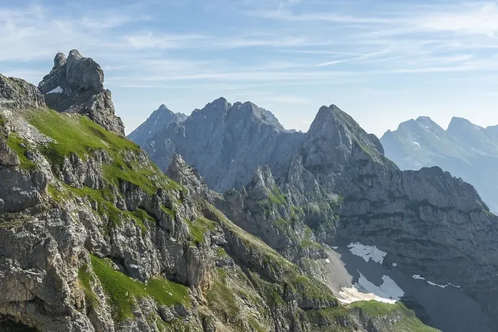Framed Print : View of mountain summits, left Tiefkarspitze Framed Print : View of mountain summits, left Tiefkarspitze