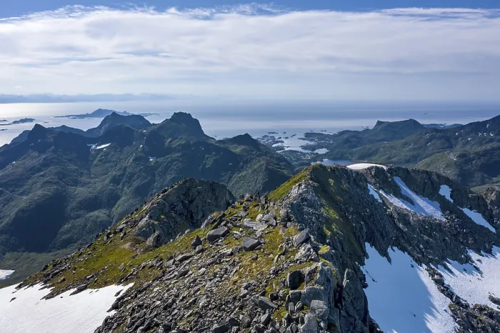 Framed Print : View of mountains and landscape from the top of Rundfjellet