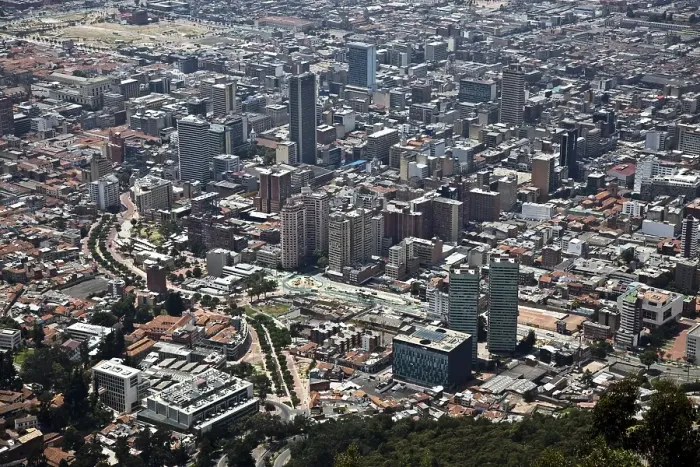 Framed Print : View from Mt. Monserrate hill on the city of Bogota
