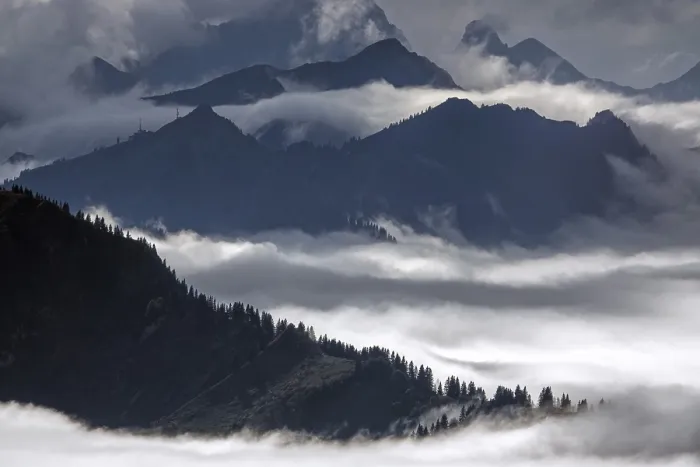 Framed Print : View from the Nebelhorn summit to mountains of the Allgau Alps